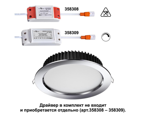 Встраиваемый светодиодный светильник Novotech Spot Drum 358305