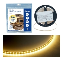 Светодиодная лента Feron 11W/m 120LED/m 2835SMD 3000К 5M свободный рез LS505 53054