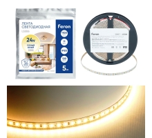 Светодиодная лента Feron 11W/m 120LED/m 2835SMD 3000К 5M свободный рез LS506 53057