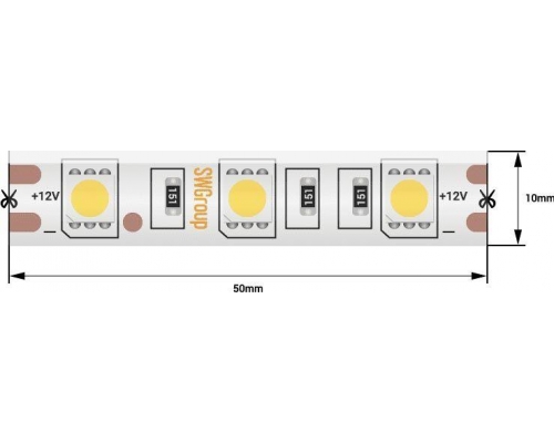 Светодиодная влагозащищенная лента SWG 14,4W/m 60LED/m 5050SMD холодный белый 5M 001068