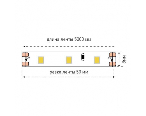 Светодиодная лента SWG 6,3W/m 60LED/m 2835SMD теплый белый 5M 001574