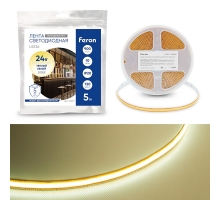 Светодиодная лента Feron 10W/m 720LED/m 2110SMD 3000К 5M свободный рез LS536 53097