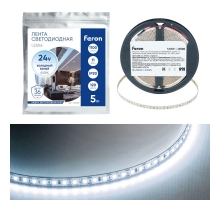 Светодиодная лента Feron 11W/m 120LED/m 2835SMD 6500К 5M свободный рез LS506 53059