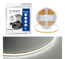 Светодиодная лента Feron 10W/m 720LED/m 2110SMD 4000К 5M свободный рез LS536 53096