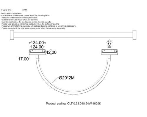 Трековый светодиодный светильник для магнитного шинопровода Crystal Lux Space CLT 0.33 018 24W BL 4000K
