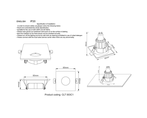 Встраиваемый светильник Crystal Lux CLT 003С1 WH