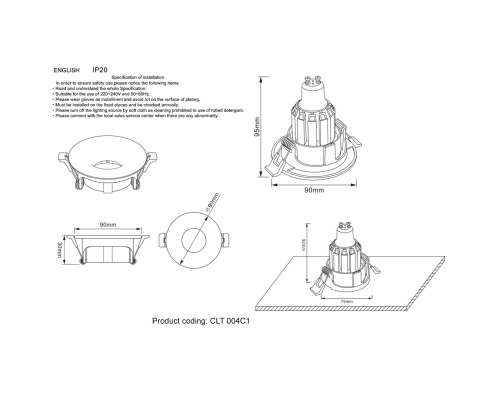 Встраиваемый светильник Crystal Lux CLT 004C1 GO