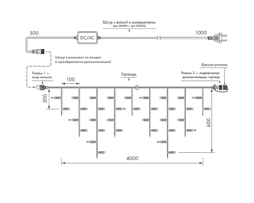 Уличная светодиодная гирлянда Ardecoled бахрома 230V теплый белый ARD-Edge-Pro-4000X600-White-128Led-Flash Warm/Warm 031193