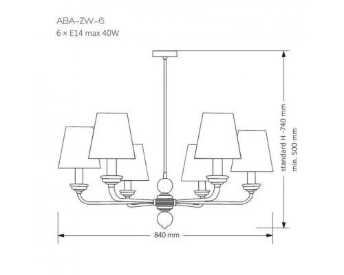 Люстра Kutek MOOD ABA-ZW-6 (Z/A)