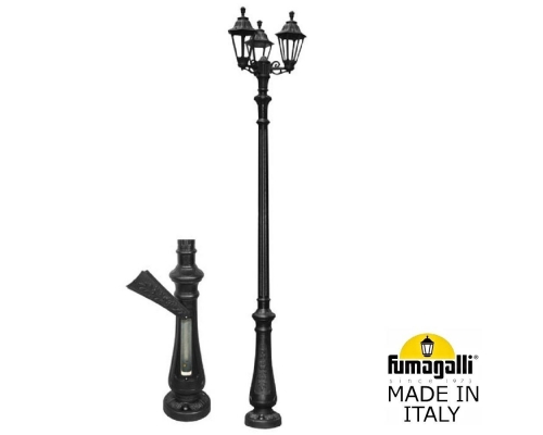 Парковый фонарь FUMAGALLI NEBO BISSO/RUT 3L черный, прозрачный E26.202.S30.AXF1R