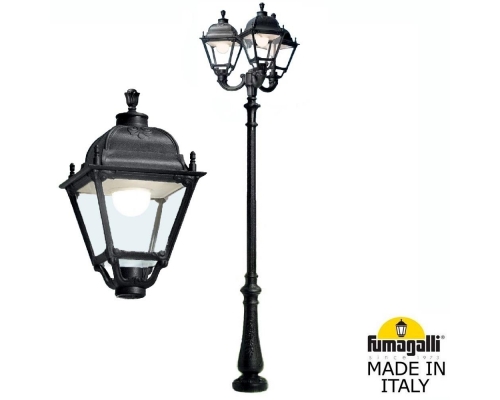 Парковый фонарь FUMAGALLI NEBO OFIR/SIMON 3L черный, прозрачный U33.202.R30.AXH27