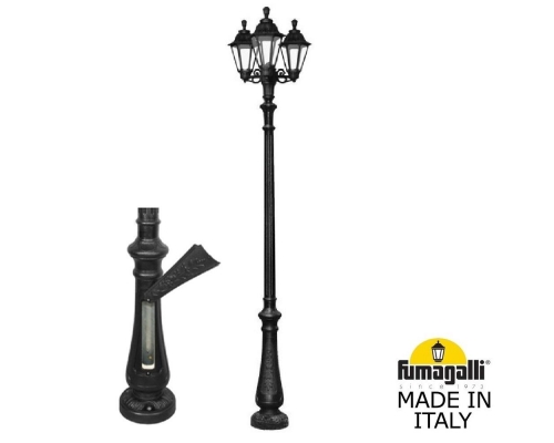 Парковый фонарь FUMAGALLI NEBO BISSO/RUT 3L черный, прозрачный E26.202.S30.AXF1R