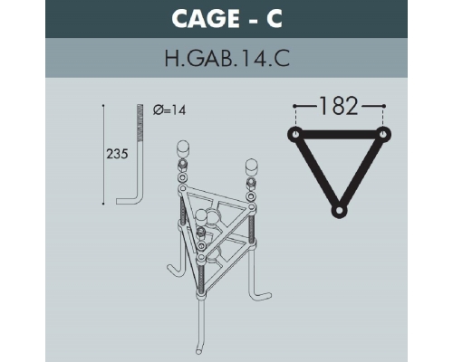 Парковый фонарь FUMAGALLI HOREB ADAM/GLOBE 400 2L черный, бежевый G40.208.M30.AYE27