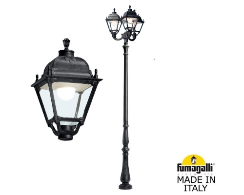 Парковый фонарь FUMAGALLI TABOR OFIR/SIMON 3L черный, прозрачный U33.205.R30.AXH27