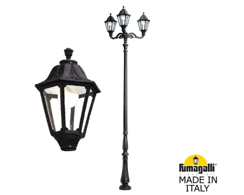 Парковый фонарь FUMAGALLI HOREB ADAM/NOEMI 3L черный, прозрачный E35.208.M30.AXH27