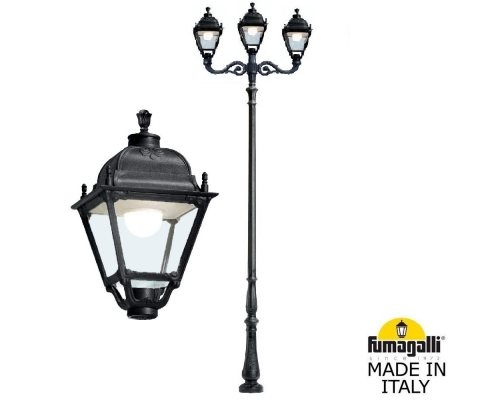 Парковый фонарь FUMAGALLI HOREB ADAM/SIMON 2L+1 черный, прозрачный U33.208.M21.AXH27