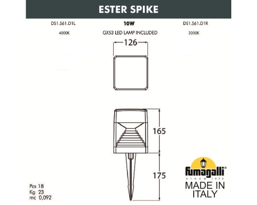 Садовый прожектор (ландшафтная подсветка) FUMAGALLI ESTER серый, прозрачный DS1.561.000.LXD1L